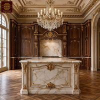 Set Lengkap Lemari Dapur Kayu Solid Kenari Kustom Bergaya Manor Prancis Klasik, Kabinet Desain Mewah Kelas Atas untuk Vila