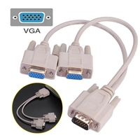 Câble séparateur VGA Y 15pin blanc SVGA mâle à deux femelles adaptateur Support 1080P Full HD pour PC, moniteur, projecteur