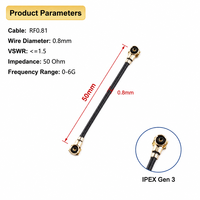 Kabel Pigtail Koaksial RF Generasi ke-3 IPEX ke Generasi ke-3 IPEX RF0.81 Micro Coax 8cm untuk Modul WiFi Antena PCB