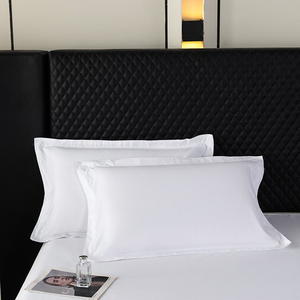 Parures de lit en tissu 100% coton, couleur blanc pur, taies d'oreiller pour hôtel, logo personnalisé - Product Image 2
