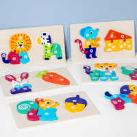 Rompecabezas de Madera 3D Personalizable con Figuras de Animales del Cadena de Alimentación, Juego de Mesa Educativo para Niños, Juguetes de Aprendizaje Temprano