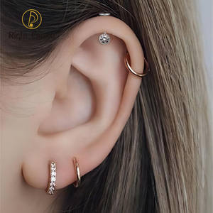 Gioielli in titanio castone curvo impostazione zircone Bead Clusters Vertical Helix cartilagine Ear Tragus Piercing - Product Image 6