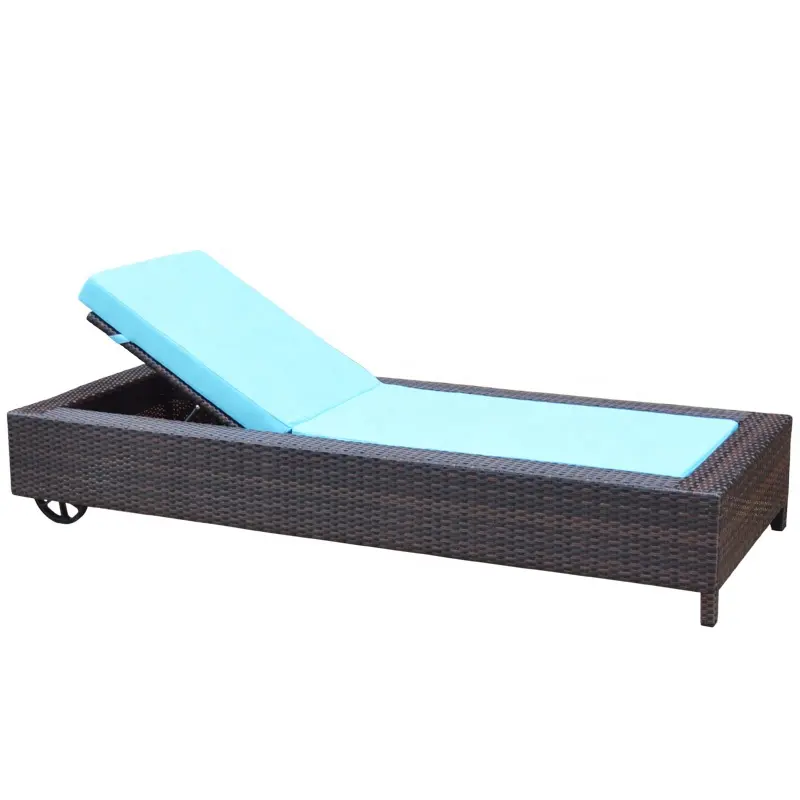 Hintkamışı bahçe mobilyası yalan yatak veranda bahçe şezlong hasır daybed tekerlekler ile havuz güneş yatakları
