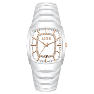 นาฬิกาข้อมือ LIGE LG89189 สีทองดำ สำหรับผู้หญิง หรูหรา ประดับเพชร ดีไซน์สวยงาม ระบบควอตซ์ ตัวเรือนเซรามิก กันน้ำ ของขวัญสำหรับผู้หญิง - Product Image 5