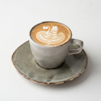Tasse à café expresso en céramique grise réactive unique de 150 ml (5 oz) avec soucoupe pour restaurant, hôtel, café, porcelaine durable