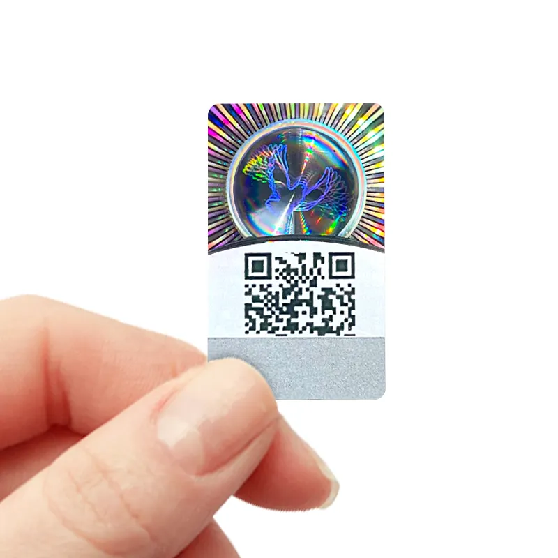 Gores Kustom Stiker Hologram Keamanan Nomor Seri Kode QR Label Hologram 3D dengan Sistem Verifikasi Keamanan