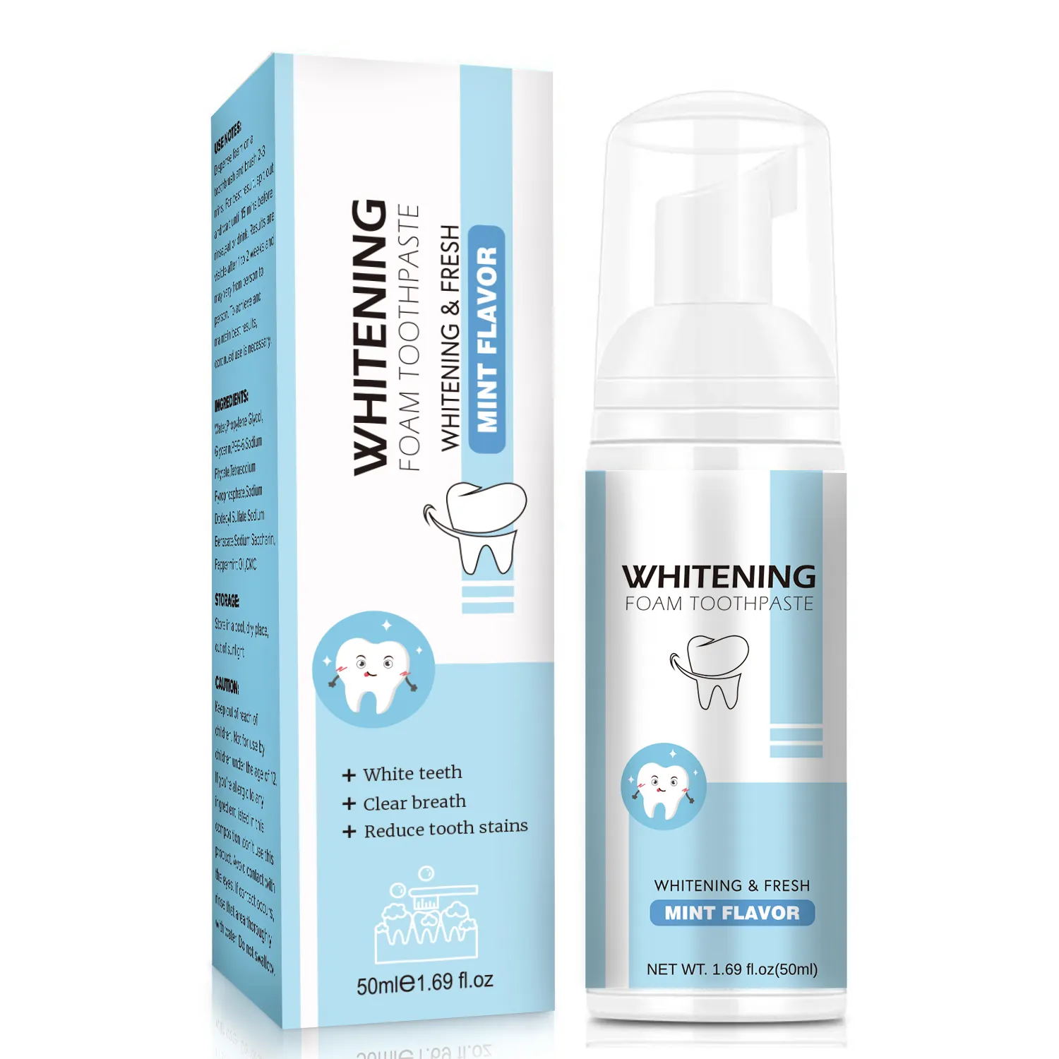 Private Label Home Use Cleaning and Teeth Whitening Foam Toothpaste