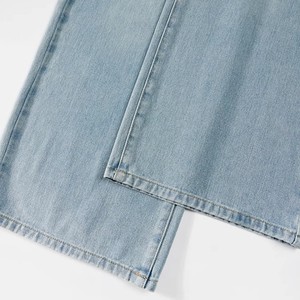 Jeans droits décontractés pour femmes, taille haute, ample, avec poche fine, rose, broderie, nœud, bouton - Product Image 4