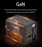 80W GaN Evrensel Yüksek Hızlı Şarj Cihazı PD3.1 Hızlı Şarj Çoklu Portlu Güç Adaptörü, Dahili Tip-C Kablolu, Telefon Cihazları için