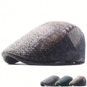หมวกเบเร่ต์ผู้ชายสไตล์อังกฤษขายดี สำหรับฤดูใบไม้ร่วงและฤดูหนาว กันลม อุ่นสบาย ทำจากผ้าทวีด ดีไซน์ทรงไอวี่  ลายสวยงาม - Product Image 1