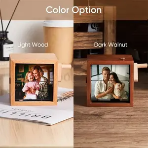 إطار صور خشبي يدوي الدوران مع إضاءة وصندوق ذكريات دوار للمكتب وهدايا الزفاف وعيد الحب - Product Image 5