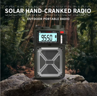 Radio Darurat AM/FM 3-Band Tenaga Surya dengan Pengisian Daya Engkol, Senter, Layar LCD, Jam Alarm, Pengisi Daya Ponsel 4000mAh, OEM ABS CN;GUA