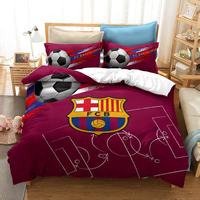 Ensemble de literie en coton 100% sur le thème du football 3D, personnalisable OEM ODM, vente en gros, housse de couette et taies d'oreiller imprimées pour garçons, sport, personnalisable