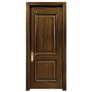 Modern Solid Oak Wood Door with Simple Lattice Design Front Entrance Main Door Interior Wooden Door Polymer MDF Material