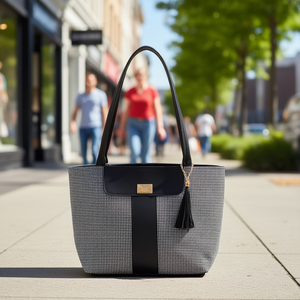 Bolso Cuadri para Mujer Fana Isadora, Bolso de Papel Blanco con Asas Planas y Cierre, Accesorios de Moda Veganos para Adultos - Product Image 2