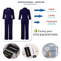 Costume pour femmes D3357, vêtements de bureau, ensemble de blazer, blazer à col tailleur et pantalon large, ensemble deux pièces, costumes formels pour femmes