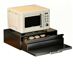 Étagère extensible à 2 niveaux, organisateur de placard coulissant, support de micro-ondes réglable pour cuisine, étagère à épices avec tiroir coulissant - Product Image 1