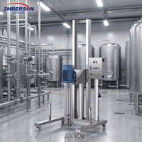 Homogénéisateur à Cisaillement Élevé Mobile en Acier Inoxydable Sanitaire, Émulsifiant Mélangeur à Levage Électrique, Moteur AC Qualité Alimentaire, Revêtement de Laboratoire
