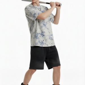 ผู้ผลิตเสื้อยืดผู้ชายลายหินอ่อนสัมผัสเย็นแบบกำหนดเอง พิมพ์ลายสาดหมึก ดีไซน์นามธรรมแบบไล่สี - Product Image 2
