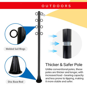 JH-Mech-Kit de toldo de soporte resistente <span class=keywords><strong>para</strong></span> exteriores, toldo <span class=keywords><strong>para</strong></span> cubierta exterior, patio trasero, jardín, 2 paquetes, parasol de acero, poste de <span class=keywords><strong>vela</strong></span> - Product Image 2