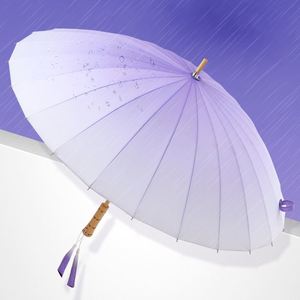 Parapluie d'extérieur personnalisé avec logo, 24 baleines, motif dégradé, bâton en bambou, revêtement imperméable, diamètre 100 cm, vente en gros - Product Image 2