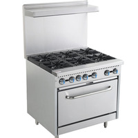 Cuisinière à gaz commerciale avec four, 6 brûleurs, intégrée, en acier inoxydable robuste, pour hôtel, restaurant, équipement de restauration