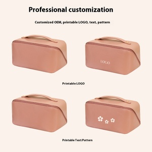 Borsa per il Trucco in Pelle PU di Grande Capacità, Impermeabile, per Articoli da Toeletta, con Cerniera, Logo Personalizzato, Motivo Floreale, Portatile, per Viaggi - Product Image 6