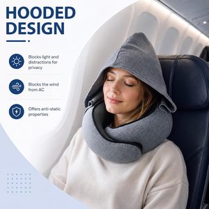 High Quality U-Shape Memory Foam Cooling Travel <b>Pillow</b> Sun Hood Customizable Logo Cationic Fabric Convenient Neck Massage - Product Image 4