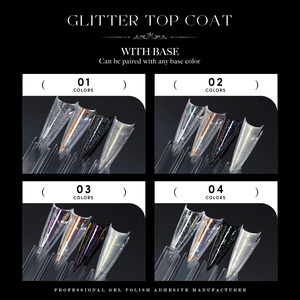 JTING Long Lasting <b>Glitter</b> Top Coat Gel Polish 4colors Work With Any Base Color Gel High Shine Sparkle Finish TPO/Hema Free OEM - Product Image 3