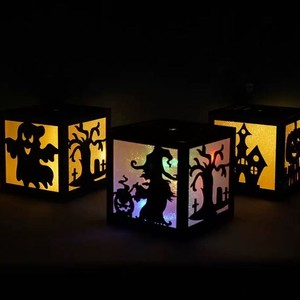 Nueva Lámpara de Cubo de Madera de Halloween, Luz LED, Adorno Luminoso, Calabaza, Fantasma, Bruja, Decoración para el Hogar, Suministros para Fiestas - Product Image 5