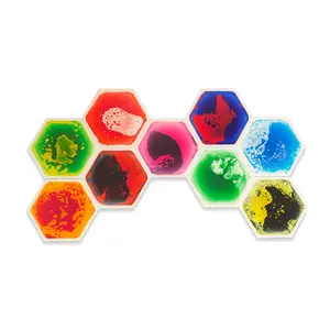 Customized sensory toy supplies autism requires sensory hexagonal floor 3D color liquid gel filled children's activity mat