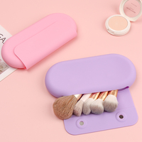 Sac de maquillage en silicone réutilisable personnalisé en usine, pochette de rangement portable pour voyage, trousse de toilette et de beauté, sacs et étuis cosmétiques