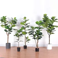 人工植物プラスチックフィドルリーフイチジク植物天然人工イチジクの木鉢植えの緑のライラタ植物人工盆栽