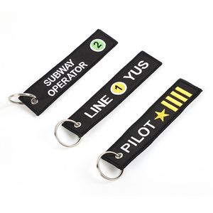 Custom Design Embroidered Woven Keychain Aviation Luggage Tag & Carabiner Promotional Fabric Product