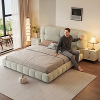 Lit de rangement multifonctionnel moderne et luxueux en velours, style français, avec tissu rembourré doux et personnalisable, en bois durable