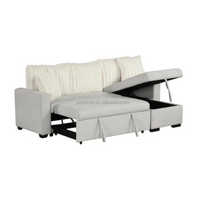 Sofá <span class=keywords><strong>Cama</strong></span> <span class=keywords><strong>Puff</strong></span> de 3 Plazas Color Beige PZCN HOME para Sala de Estar con Almacenamiento - Product Image 1