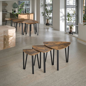 VASAGLE endüstriyel oturma odası mobilya yuvalama sehpa seti <span class=keywords><strong>3</strong></span> ahşap küçük sonu yan masalar istifleme yan masalar - Product Image 3