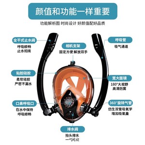 Full Face Silicone Diving Mask Dual Tube Detachable Dry Snorkeling Mask For Adults Water Sports - Product Image 3