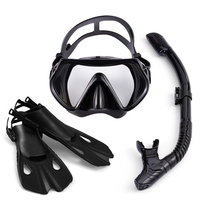 Masque de plongée avec tuba pour adultes, lentilles en verre trempé de haute qualité, protection UV, anti-buée, tuba réglable, palmes de plongée