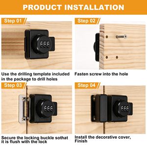 Cerradura para Muebles, Combinación Digital de 3 Dígitos, para Cajones de Apertura Simple o Doble, Vitrinas y Gabinetes de Vidrio - Product Image 3