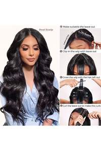 批发新款v形假发人发体波生巴西头发无胶薄部分假发U形假发与您自己的发际线混合 - Product Image 6