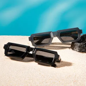 Lenti nere Mini occhiali da sole montatura in acetato occhiali da sole polarizzati TAC Designer UV400 occhiali da sole spessi marca donna uomo