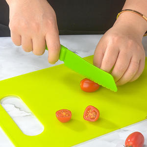 15 parça Mini plastik güvenli bıçak çocuk çocuk mutfak gerçek pişirme pişirme ile TENCERE <span class=keywords><strong>SET</strong></span>İ oklava ve kesme tahtası - Product Image 5