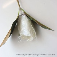 Fleur artificielle haut de gamme en soie gelée douce, à tête unique, grand modèle, effet magnolia blanc simulé, avec revêtement tactile et technique de gaufrage en relief