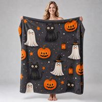 Couverture en flanelle à thème Halloween, ultra douce et de haute qualité, couverture en peluche pour les fêtes, impression personnalisée, jetés de canapé, couvertures de lit