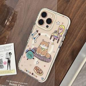 Cartoon Cat Painting Anti-caduta TPU custodia per telefono cellulare per <span class=keywords><strong>iPhone</strong></span> 15 16Pro Max 14 13 aspirazione magnetica 11Pro elettroplica epossidica - Product Image 4