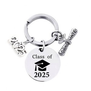 2025 Graduation Keychain Stainless Steel Custom Engraved Metal <b>Gift</b> for Students Backpack <b>Tag</b> Wholesale - Product Image 3
