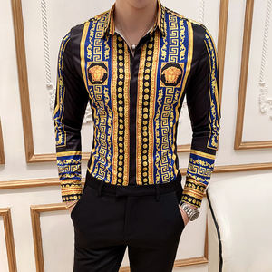 Automne haute qualité chemise impression chemise mince et à la mode manches longues pas de repassage bouton chemise - Product Image 3