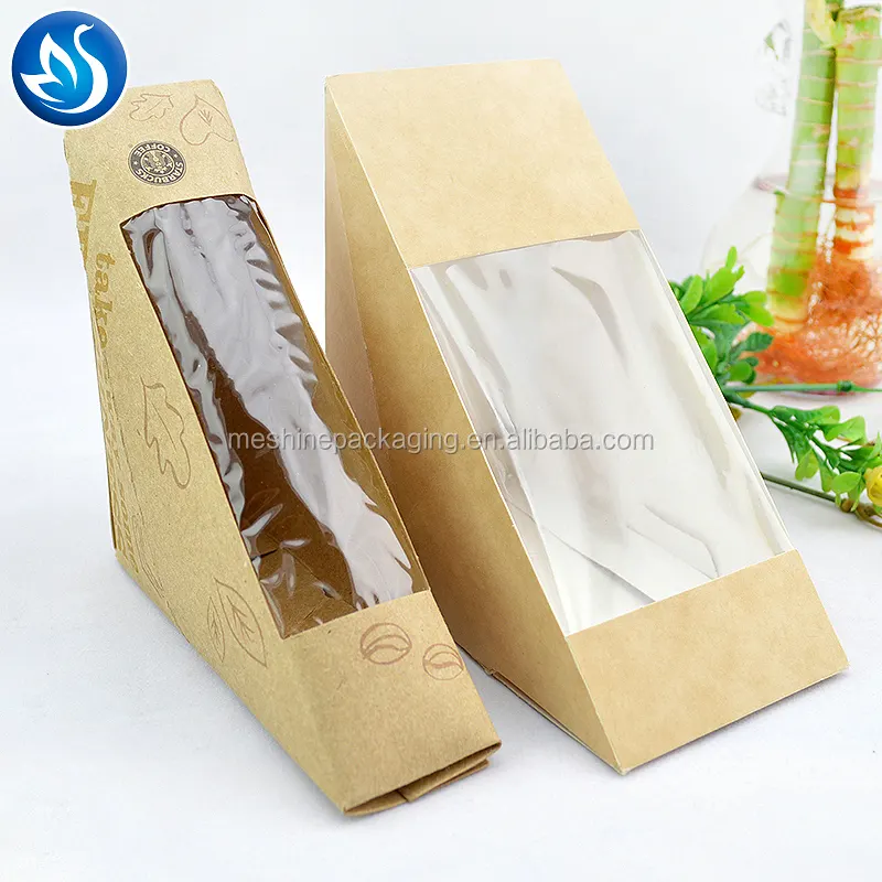 Custom Kleurrijke Rechthoek Voedsel Pakket Met Afdrukken Gerecycled Kraftpapier Wrap Afhalen Sandwich Doos