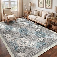 Tapis marocain vintage à motif treillis, extra large, bleu, durable, doux, lavable, antidérapant, pour la maison, le bureau, la chambre à coucher